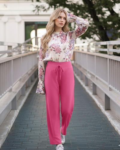 Image of ZOOSIXX Soft Black Pajama Pants for Women, Wide Leg Pants Woman Flowy Comfy Casual Lounge Yoga Capri Pants 22 inch / 30 inch