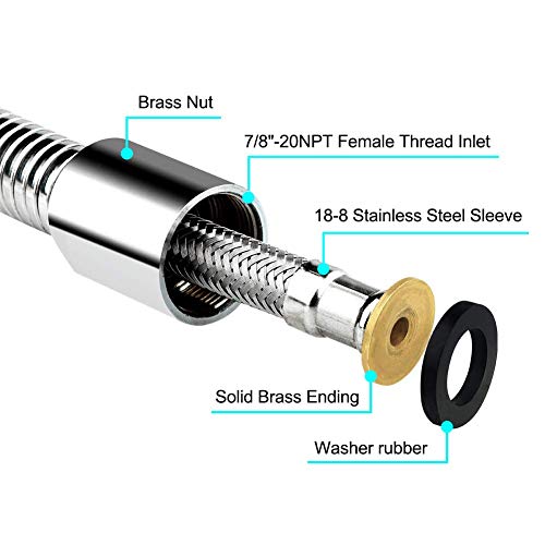 Kwode Pre-Rinse Sprayer Hose Replacement Kit For Commercial Kitchen Sink Faucet, 44” Length Stainless Commercial Dish Spray Hose Parts #TOP3