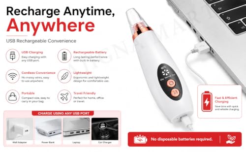 Image of AJIGNA MART 6-in-1 Blackhead Remover Vacuum, Rechargeable Deep Pore Cleaner with 6 Suction Heads, Facial Pore Cleaning Device for Blackheads, Acne, Whiteheads, Oil Control & Smooth Clear Skin