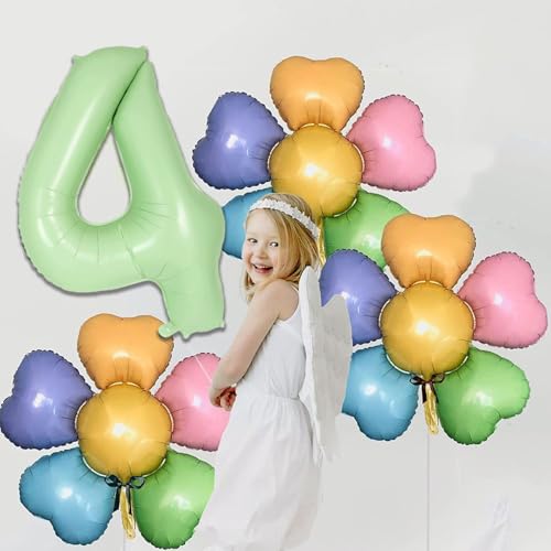 Image of Solid Green 4 /Four Number Foil Balloons 32 inch 4th Birthday Party Decoration Helium Supported