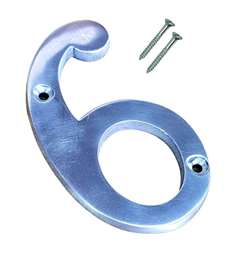 eSplanade 4" Aluminium House Hotel Door Number Plaque Sticky Numeric Numerical Digit 0-9 (6(Six))