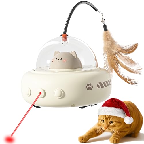 hooroor 2-in-1 UFO Laser & Feather Toy