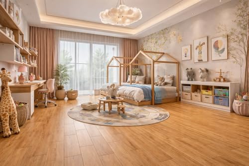 Image of Wooden Peel and Stick Floor Tile Self Adhesive and Waterproof PVC Wall Panels for Home Kitchen, Living Room Bedroom 30 * 15 cm per Tile 8pcs Cover 4 Square feet