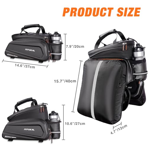 image for JXFUKAL Bike Bags for Bicycle Rear rack - 9.5L/17L/40L Hard Shell Wate