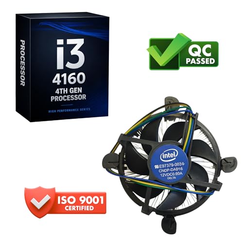 Image of Core i3 4160 4th Generation LGA 1150 Socket Desktop Processor with Fan | 2 Cores 4 Threads | Upto 3.6 GHZ | Virtualization Enabled | Thermal Paste Included | HD Graphics 4400 | 3 MB Cache