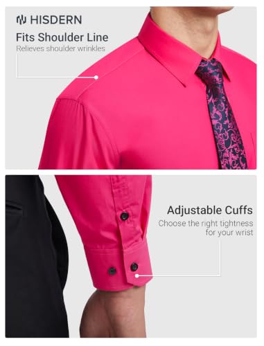 Image of HISDERN Mens Dress Shirt with Tie Pocket Square Set Classic Button Down Shirt Matching Tie Long Sleeve Shirts