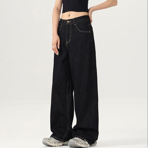 Fashionable Casual Unisex Jeans Black Urban Street Style Loose Wide Leg Pants Suitable for Both Men and Women4