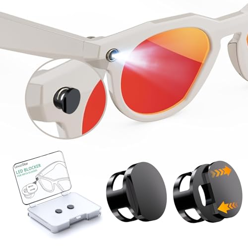 YaCeSyn 2 fundas de bloqueo de luz LED compatibles con Ray Ban Meta Wayfarer/Skyler/Headliner (Gen 2) y Oakley Meta HSTN, accesorios de gafas inteligentes, ajustables, reutilizables, opacas, cubiertas