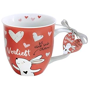 H:)PPY life 45334 Becher mit Motivdruck Hase, Geschenk Liebe, Porzellan, 40 cl
