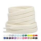Stepace [2 Pairs Flat Shoe Laces for Sneakers 5/16' Width 30'-72' Length 26 Color Shoelaces Cream 54'(137 cm)