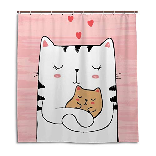 Rideau de douche chat lavable en machine en textile polyester étanche - 2