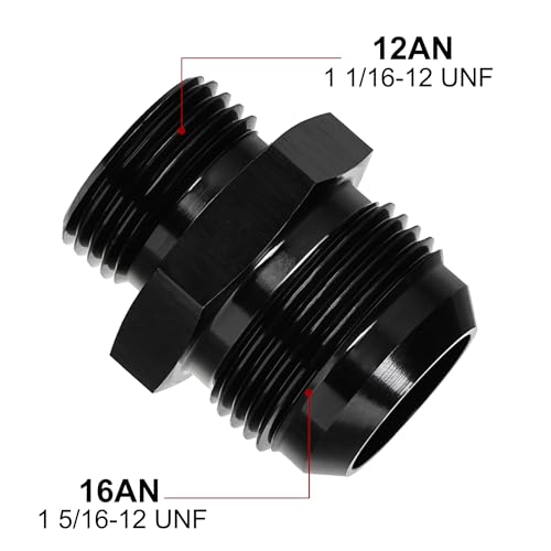 Image of EVIL ENERGY 16AN Flare to 12AN ORB Male Fuel Rail Adapter Fitting Black 2PCS