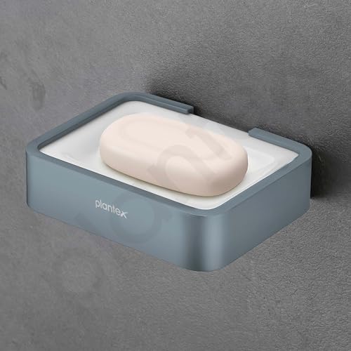 Image of Plantex Aluminium and Acrylic Soap Case /Soap Holder for Bathroom /Soap Stand /Bathroom Accessories - (Grey and Milky White)