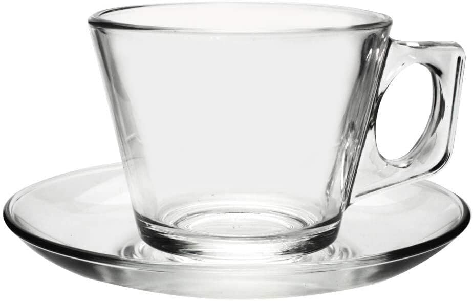 AVCI Home Maker 18 pieces Tea Cup & Saucer Tea Glasses and Saucers Set with spoons, 18 Turkish Tea Cup Set, 6 Cups,6 Plates & 6 spoons Perfect for Tea Party, Gifts, Weddings, Aniversary (VELA)