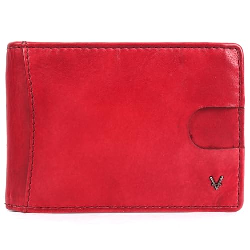 VILENCA HOLLAND Unisex Genuine Leather RFID-Blocking Wallet Bifold Card Holder: Sleek Design for Style, Functionality & Ultimate Security (Red)