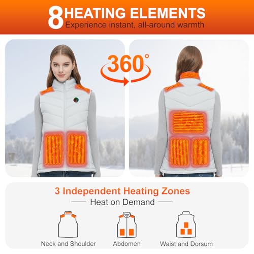 Heated Vest Women with Battery Pack Included, Smart Controller, Lightweight Electric Heating Jacket, Light Out Design