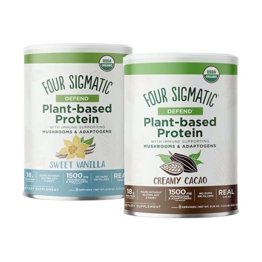 Four Sigmatic Vanilla and Cacao Protein Bundle Organic Plant-Based Protein Powder with Lion’s Mane, Chaga, Cordyceps | Clean Vegan Protein Elevated for Brain Function and Immune Support