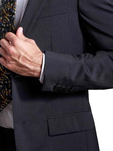 HBDesign Gentleman's Elegance Men's 2 Button Notch Lapel Pinstripe Suit3