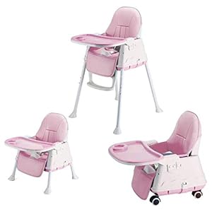 SYGA High Chair for Baby Kids,Safety Toddler Feeding Booster Seat Dining Table Chair with Wheel and Cushion(Pink)
