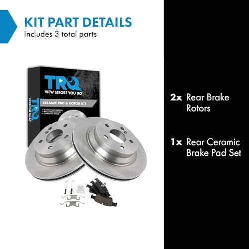 Image of TRQ Rear Brake Pad and Rotor Set Ceramic Vented Rotors Compatible with 2003-2006 E500 2004-2006 E320 2006 CLS500 2006-2016 E350 2007-2011 CLS550 2007-2009 E550 2013-2016 E400 2015-2016 CLS400