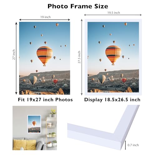 Image of JCJMY 19x27 Picture Frame White for Poster Photo Picture, Horizontal and Vertical Formats for Wall Hanging, 19 x 27 Wall Gallery Poster Photo Frame for 19 by 27 Photos Posters, White