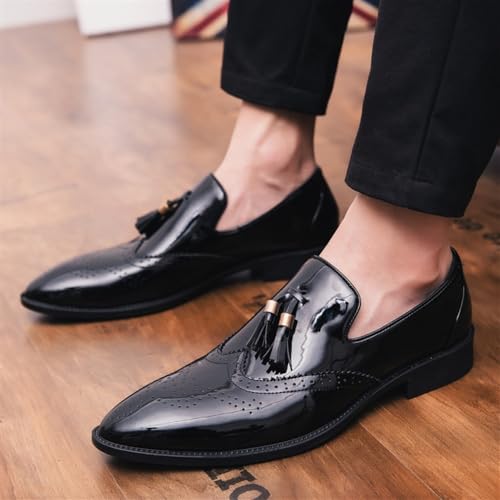 Formal Tassel Shoes Dress Oxford for Mens Anti-Slip Non Slip Resistant Office Business Slip-on Pointed Toe Pu Leather Prom2