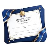 TNKBREEZE 30 Stück Blanko Urkunden Goldstern Personalisierte Zertifikate für Vorschule Büro Wettbewerb Dunkelblaues Urkundenpapier für Auszeichnungen Abschlussdiplom 25x20cm Sportleistung