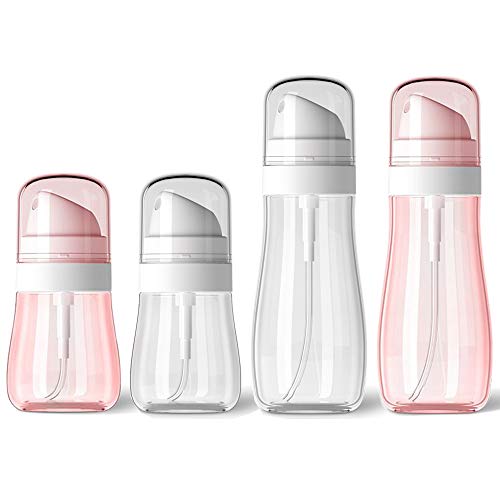 Socub Fine Mist Spray Bottles, Upgrade Leakproof, 1.7 oz（2 Pcs), 3.4 oz (2 Pcs), Spray Bottle Travel Size for Cosmetic Skincare Perfume, Pink and Clear