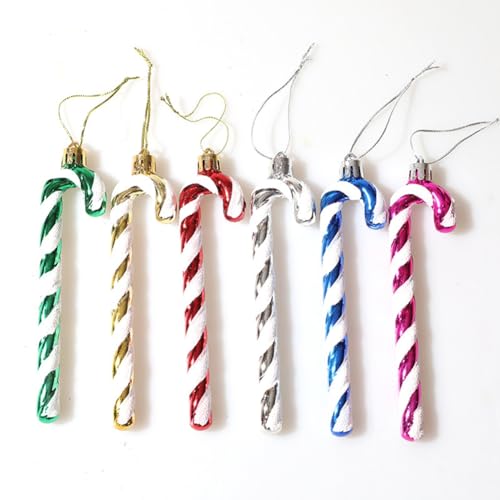 SHTGOI Pack of 6 Candy Canes Hanging 14 cm Christmas Candy Cane Ornament Plastic Christmas Tree Decoration Pendant Christmas Tree Pendant for Home Decoration Christmas Decoration Pink - Image 3