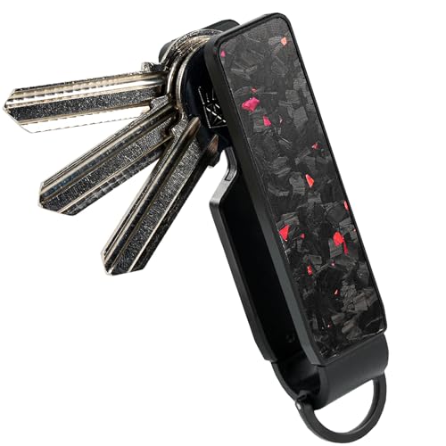 CAXGEK Key Organiser, 75mm Aluminium Key Holder, Compact Design with Easy Access, Forge Carbon.