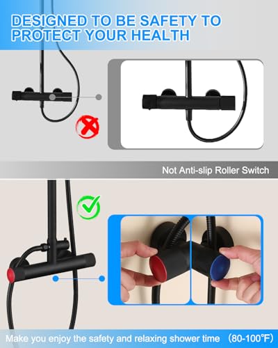 Outdoor Shower Kit, 304 Stainless Steel Wall Mount for Poolside con Cabezal de Ducha de Lluvia de 8 Pulgadas y Combo de Rociador Manual de 2 Funciones, Sistema de Ducha Expuesto con Válvula de Latón B0GCK61HCV miniatura 4