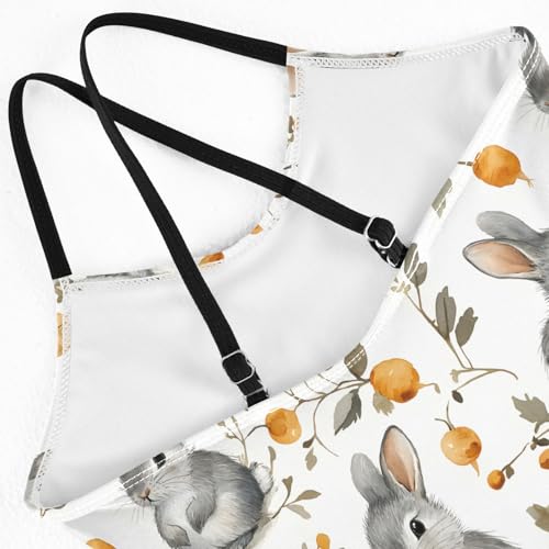 ALAZA Bunny Berry Rabbit Animal Girls Swimsuit Bathing Suit Beach Swimwear One Piece 3-10T4