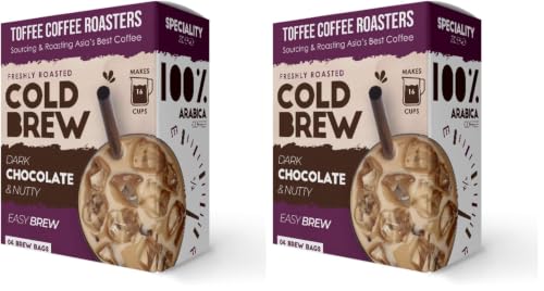 Image of Toffee Coffee Roasters | Dark Chocolate & Nutty Cold Brew Coffee | Easy Brew, Makes 12 Cups | Pack of 6 Bags