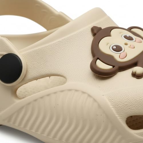 Image of GIMME ! Little Monkey, Toddler Clogs Slippers, 12 Months to 6 Years, Baby Boy, Waterproof, Lightweight, Cute Cartoon Fun Charms, Pink, Non-Slip Sole
