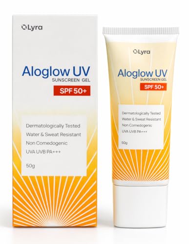 Image of Aloglow-UV 50+ Sunscreen Gel SPF 50++ | Broad Spectrum UVA /UVB Protection | Non-Comedogenic, Non-Sticky & Non-Greasy Formula | Lightweight Daily Sun Protection for All Skin Types -(50gm)