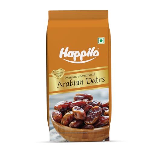 Image of Happilo Premium Natural Arabian Dates 500g Pouch | Khajur, Khajoor | Dry Fruits | Dates in Fresh | Healthy Snacks | Rich in Fibre | No Added Sugar