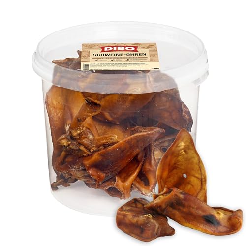 DIBO Orecchie di maiale – snack sano e naturale per cani, 100% naturale, essiccato delicatamente, secchio da 600 g