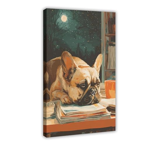 Toile d'art bouledogue français de haute précision pour décoration murale élégante