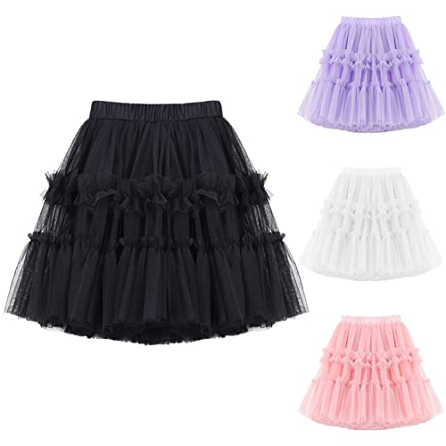 Ropa infantil para niña, tutú, falda de tul, faldas de tul, vestido para niños, tutú para niñas pequeñas, vestido de ballet, vestido de danza, vestido de princesa, disfraz de niña, Negro , 150