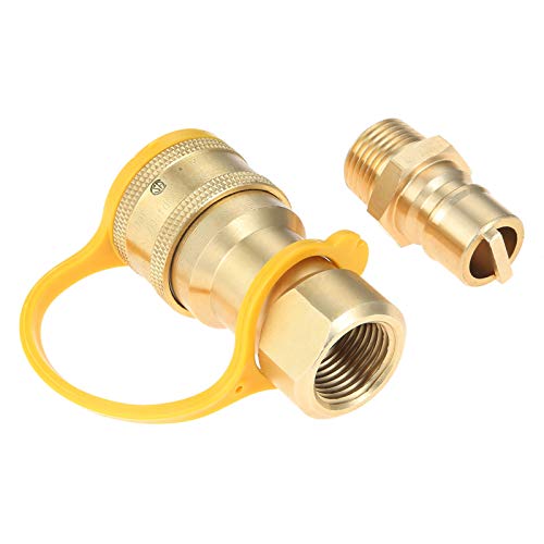 1/2 Gas Quick Connect Kit Disconnect Connector with Male Insert Plug Solid Brass 1/2 inch Natural Gas Propane Quick Connect Adapter Fit for 1/2 Natural Gas Hose