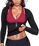 Cinturón Delgado Mujer Chaleco de Neopreno Adelgazante con Cremallera Sauna Camisa Adelgazante Cinturón de Mujer Fitness Deporte Sudoraciaon Mujer Traje Quemagrasas Mangas Largas