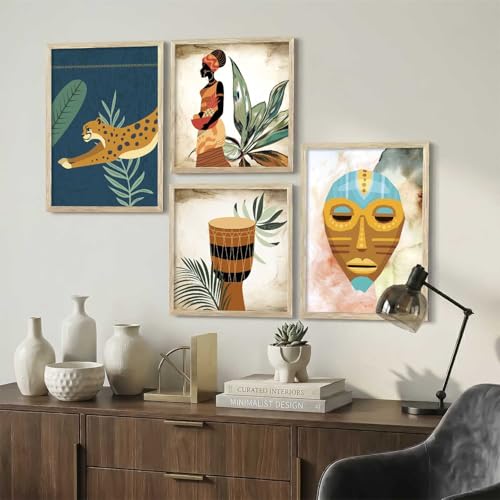 Image of kotart Paintings Modern Art Framed Wall Painting for Living Room Bedroom - Wall Posters /Paintings with Frame - Paintings for Wall Decoration - Set of 4 (Art 6, Small (10x13 or 10x10 inch))