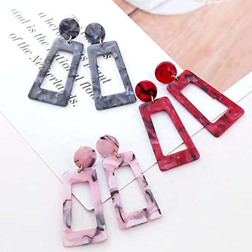 Square Acrylic Dangle Earrings for Women Geometric Resin Lightweight Statement Stud Earrings Hoop Fashion Acetate Plate Ear Jewelry3