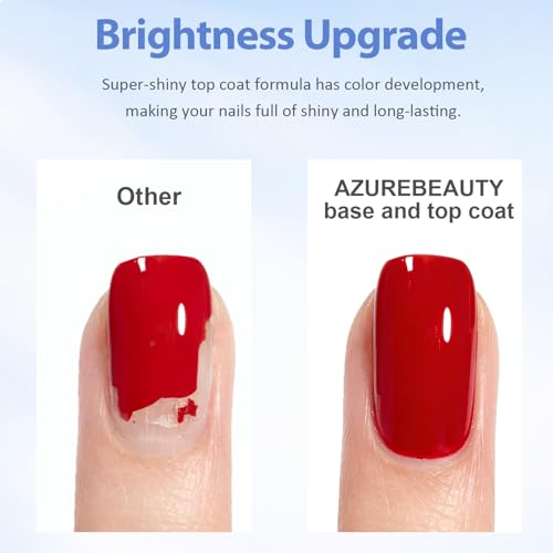 Image of AZUREBEAUTY 18ml Gel Base and Top Coat Set - No Wipe High Gloss Soak Off UV /LED Nail Polish, Long-Lasting Clear Gel for Smooth Shiny Manicure