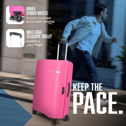 Image of American Tourister Liftoff+ | Large Size Check-in Trolley Bag (79 cm) for Travel | 360 8 Wheel Travel Luggage | Hard Case Polypropylene (PP) Suitcase | Mounted TSA Lock | Berry Blast