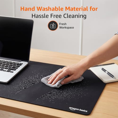 Image of Amazon Basics Extended Rectangular Mouse Pad with Smooth Cloth Surface and Non-Slip Rubber Base, Extended Size for Gaming, Office & Home Use, 35.5 x 16.88 Inches (Large), Black