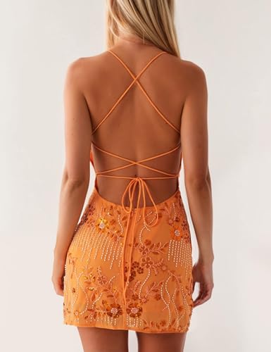 Short Homecoming Dresses Sequin Beading V Neck Spaghetti Straps Sparkly Mini Cocktail Party Dress Summer3