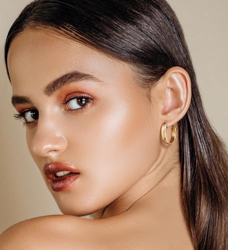 14K Gold Hoop Earrings for Women Chunky Hoop Earrings Noble and Elegant Gold Earring for Women Long-Lasting Beauty Right Size Womens Earring2