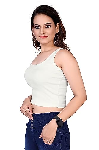 Image of Women's & Girl's Plain Black & White Tank Tops Crop Top (Set of 2)