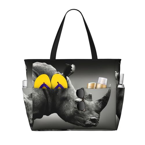 Sac de travail imprimé rhinocéros grand format pour le bureau
